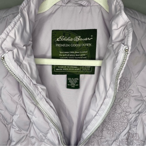 [xs] Eddie Bauer Goose Down Embroidered Lavender Purple Spring Puffer Vest - Picture 10 of 13